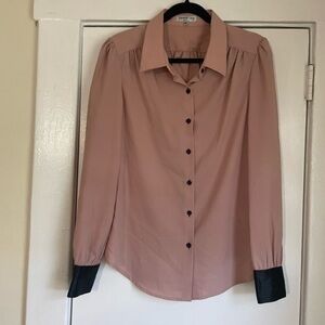 Patrizia Luca Blush and black‎ Button Down top size Medium